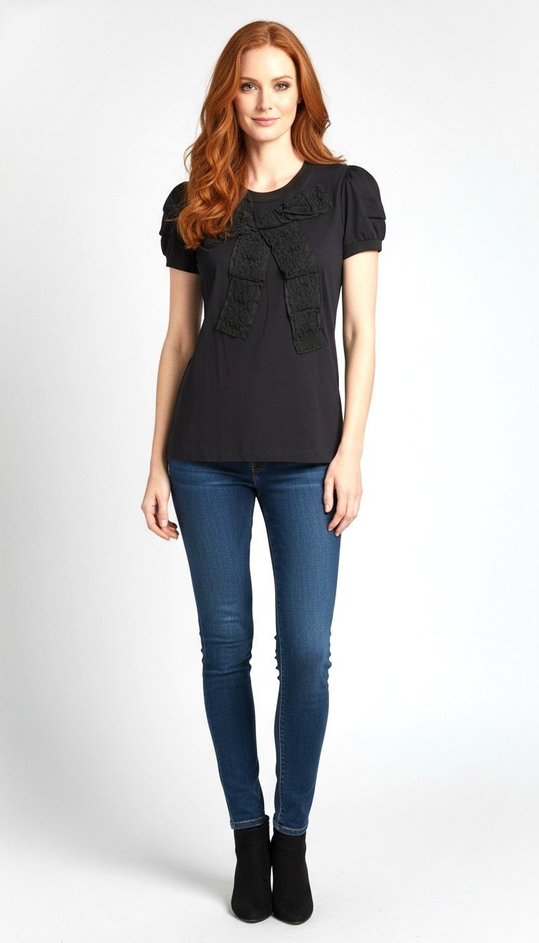 Dolce and Gabbana - Chic Black Lace Bow Top - Image 2