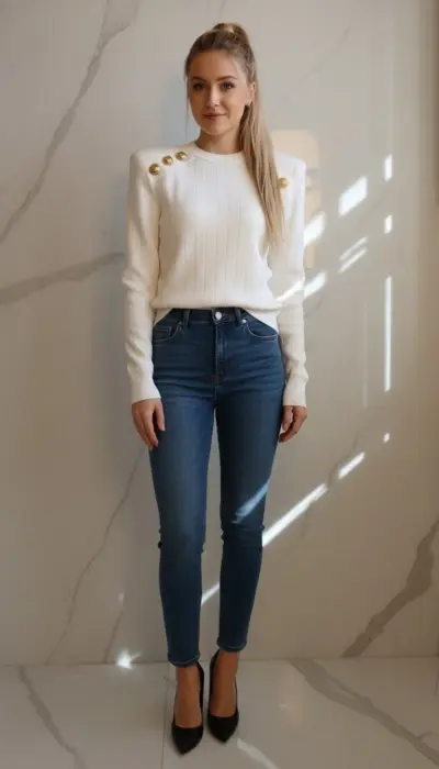 Balmain - Elegance Gold Button Sweater Size 38