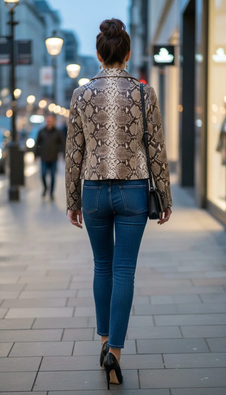 Michael Kors - Chic Faux Snakeskin Print Jacket Size S - Image 2