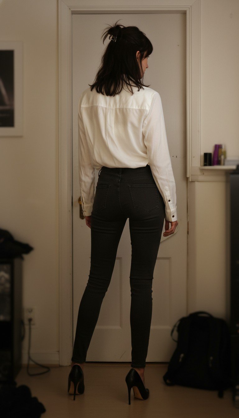 Classic White Long Sleeve Shirt Size M - Image 2