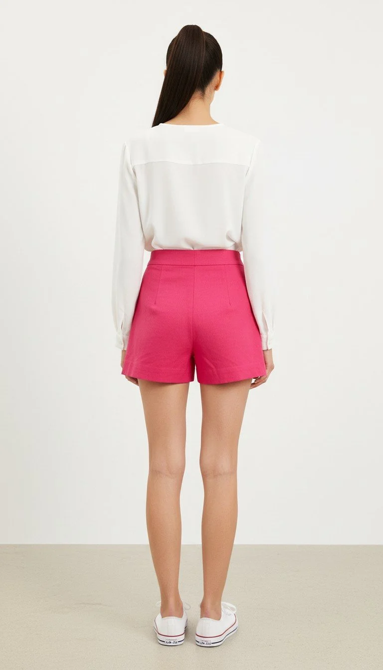 Just Bee Queen - Hot Pink High-Waisted Pleated Shorts Size XS - Image 2