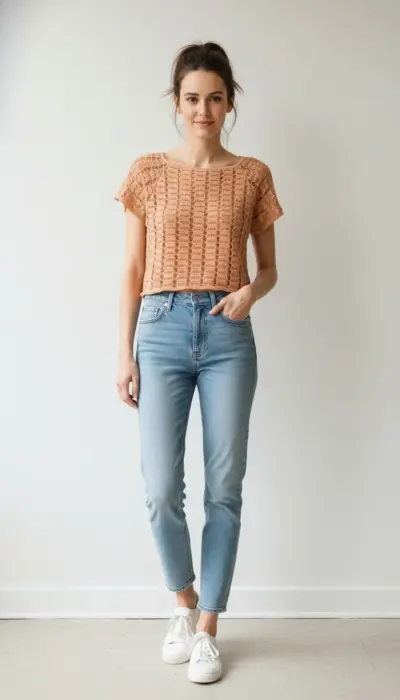 Maria Pavan - Chic Open-Knit Crochet Top Size M