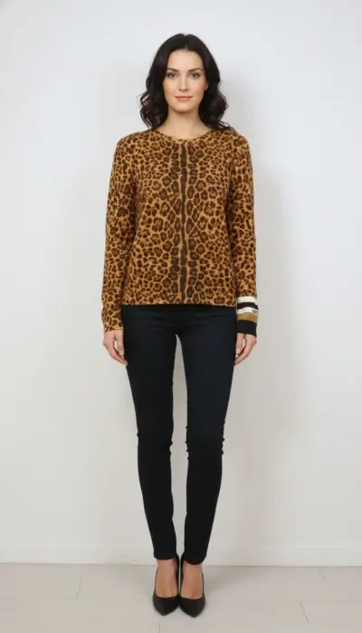 Valentino - Leopard‑Print Italian Knit Sweater Size M