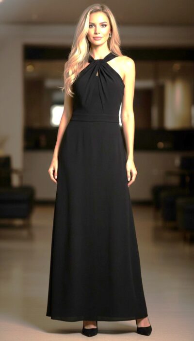 ALC - Elegance Black Halter Evening Gown Size 2