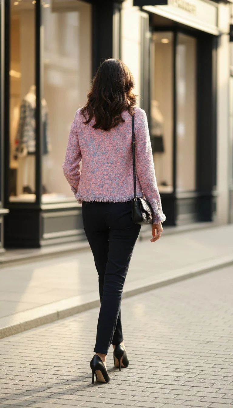 Rabanne Bouclé - Elegant Pink and Blue Textured Jacket Size XS - Image 2
