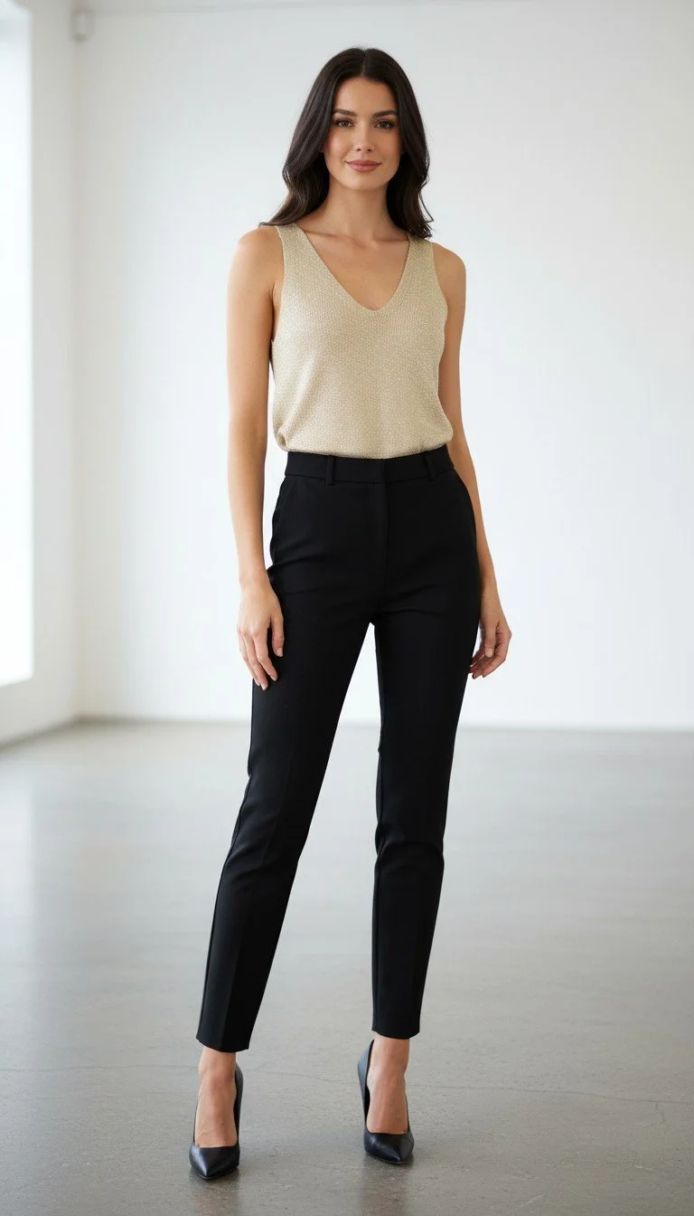Pop - Elegant Sleeveless V-Neck Top Size M