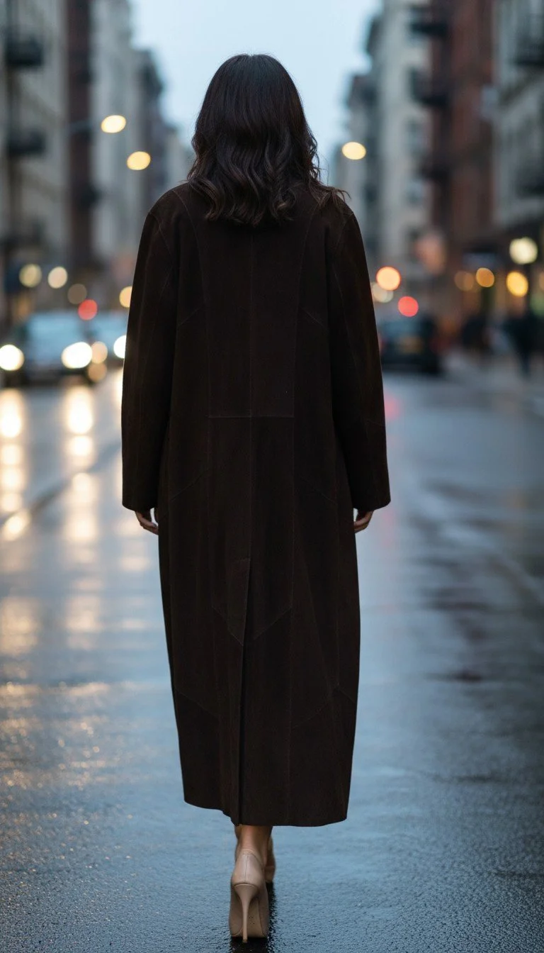 MC Maron - Luxury Dark Brown Suede Coat - Image 2
