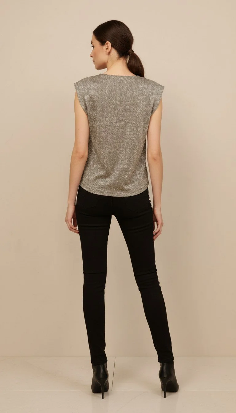 Saint Laurent - Silver Shimmer Drape Top Size S - Image 2