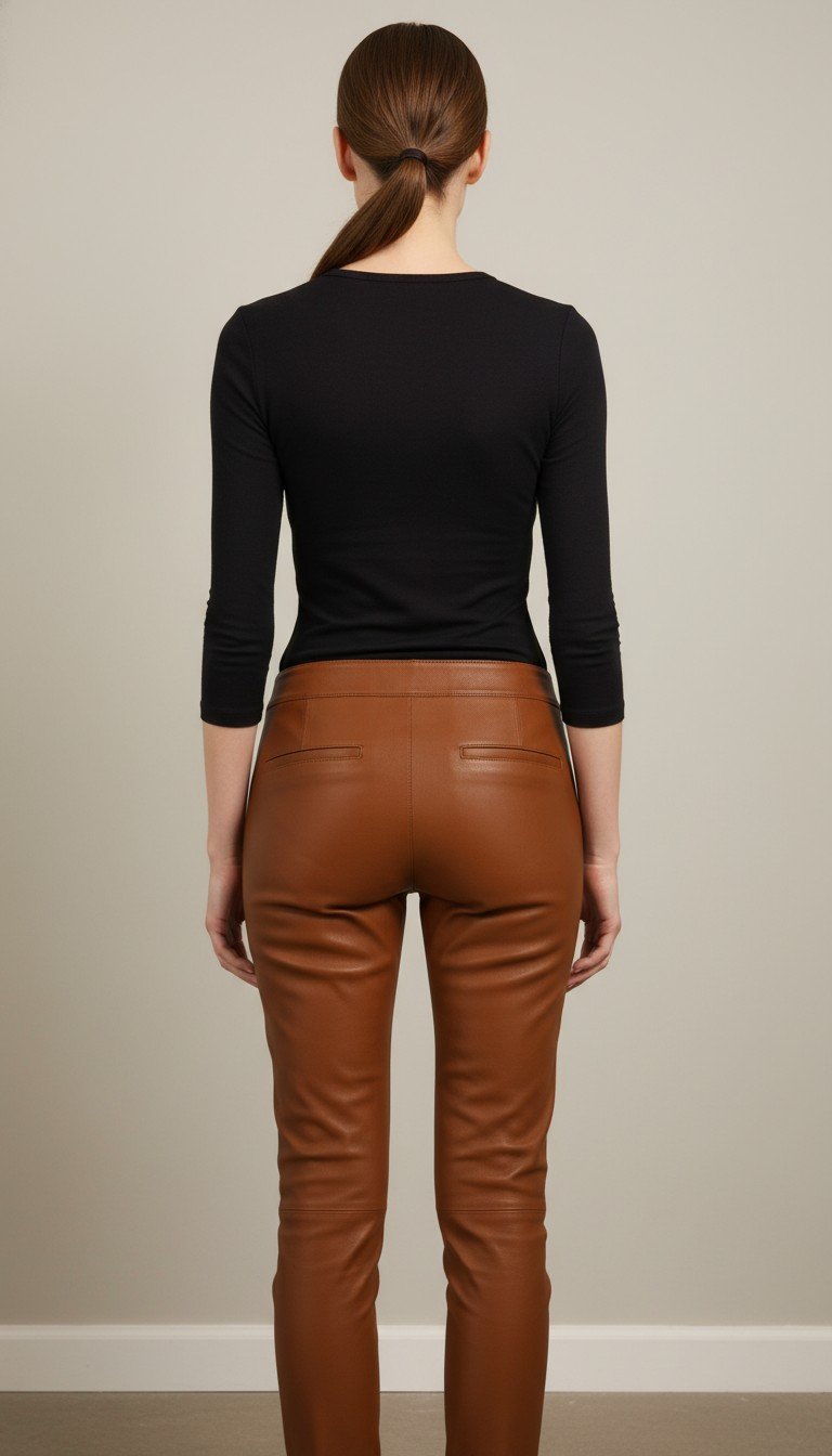 Helmut Lang - Leather Pant Chic Brown Size 4 - Image 3