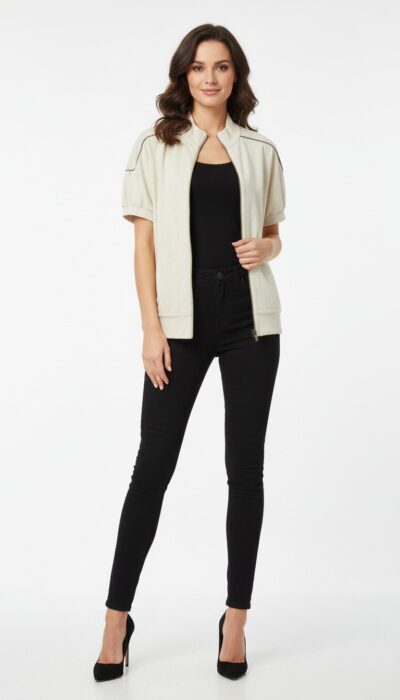 Brunello Cucinelli - Short‑Sleeve Zip Jacket Casual Chic Size M