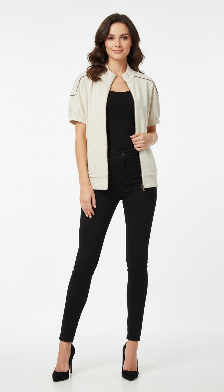Brunello Cucinelli - Short‑Sleeve Zip Jacket Casual Chic Size M
