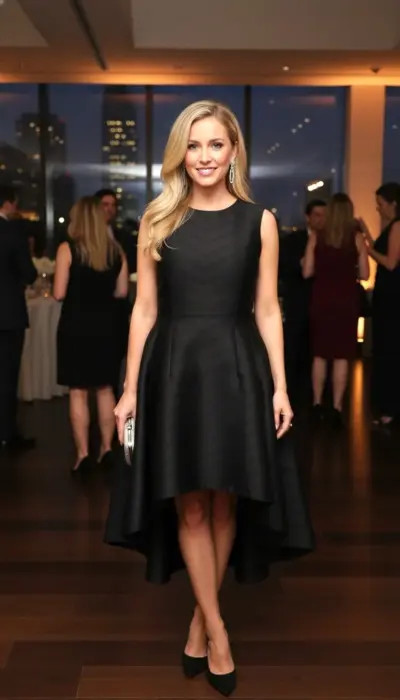 Alexis - Sophisticated Black Cocktail Dress High Low