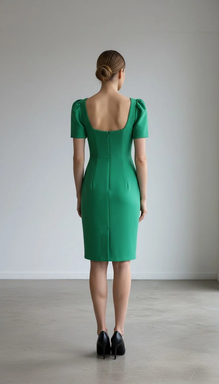 Leka Morenna - Asymmetric Puff‑Sleeve Emerald Dress Size P - Image 2