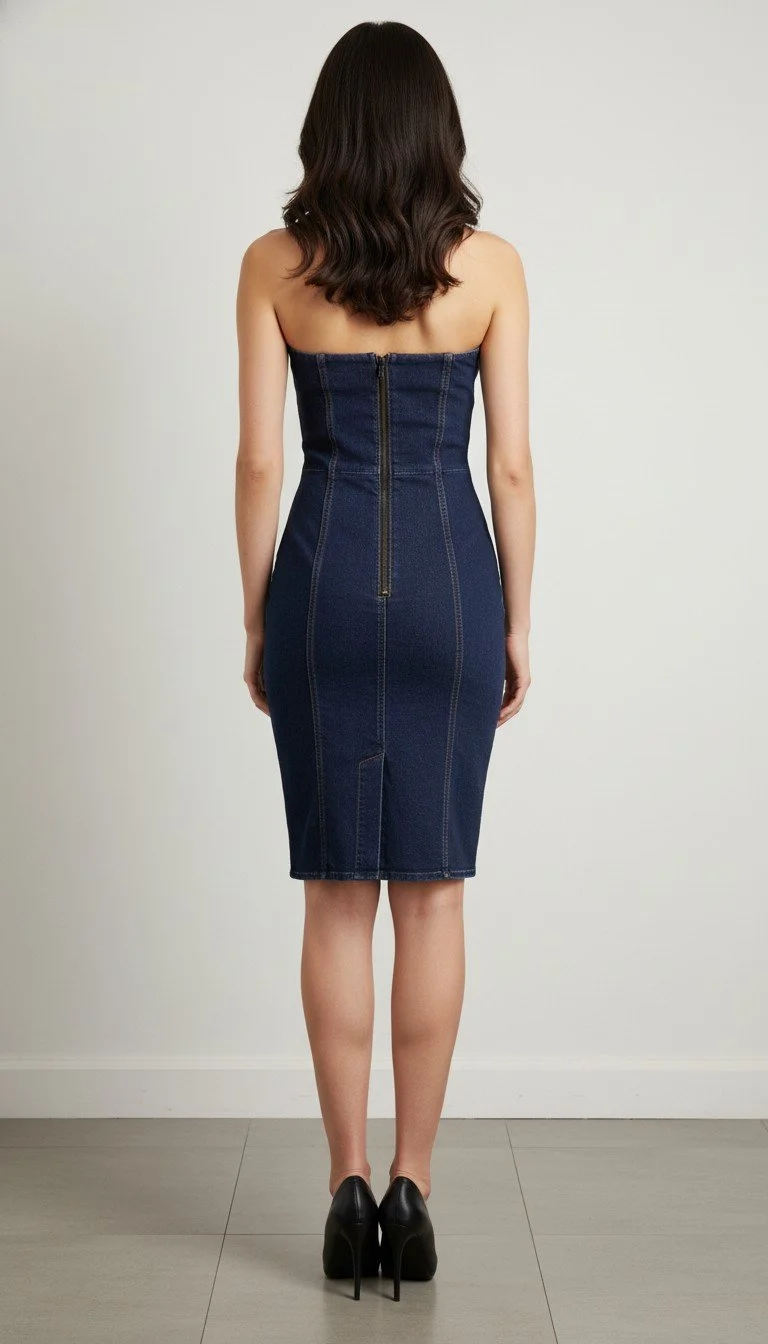 Veronica Beard - Denim Button‑Front Dress Strapless Denim Midi Dress Size 4 - Image 2