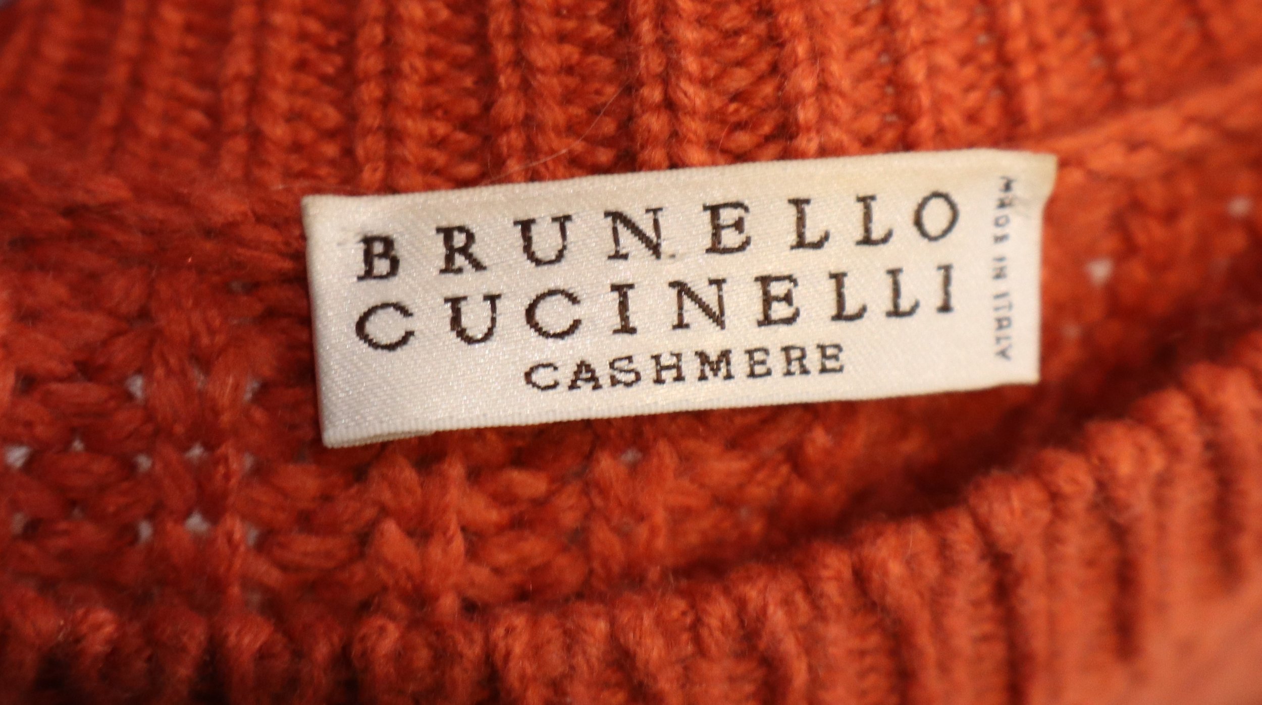 Brunello Cucinelli - Elegant Orange / Red Knit Cashmere Sweater - Image 3