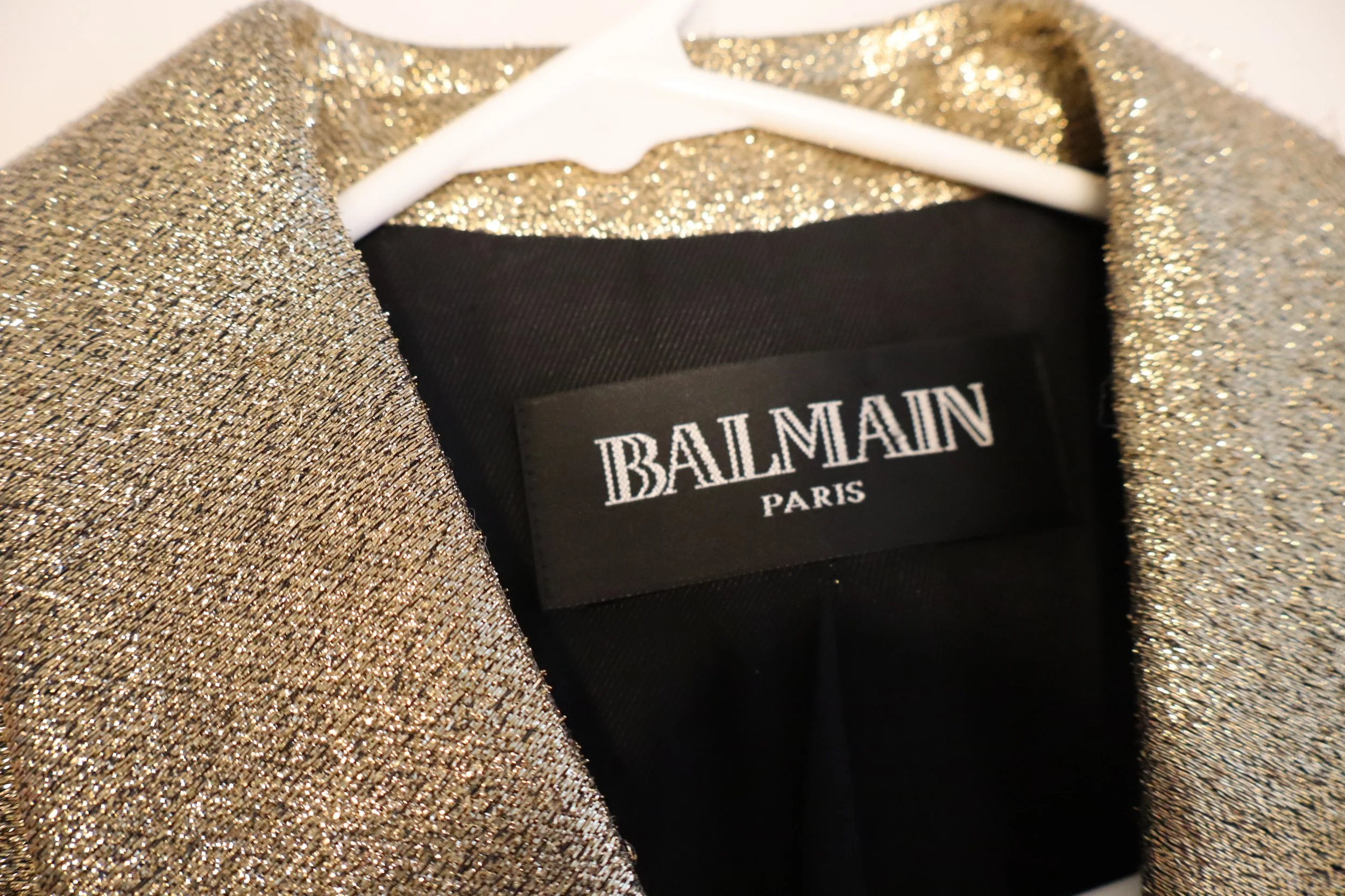 Balmain - Gold Shimmer Evening Blazer Size 38 - Image 3