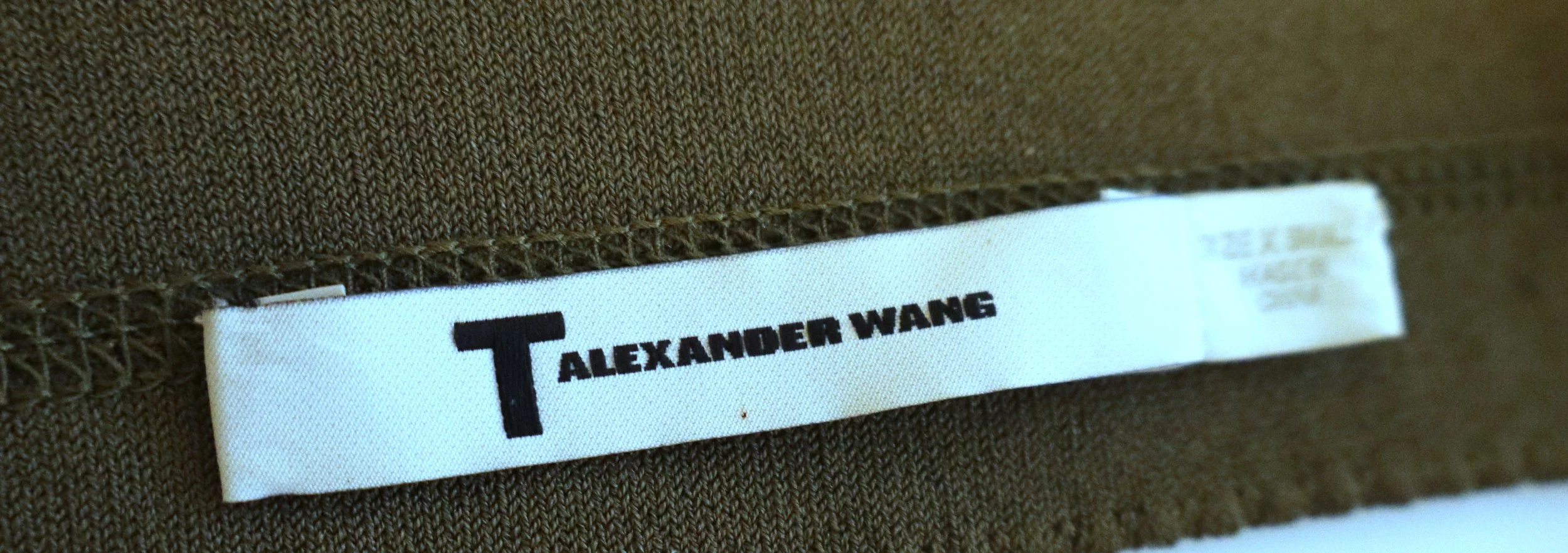 Alexander Wang - Elegant Ribbed Knit Midi Dress Olive Size 2 - Image 3