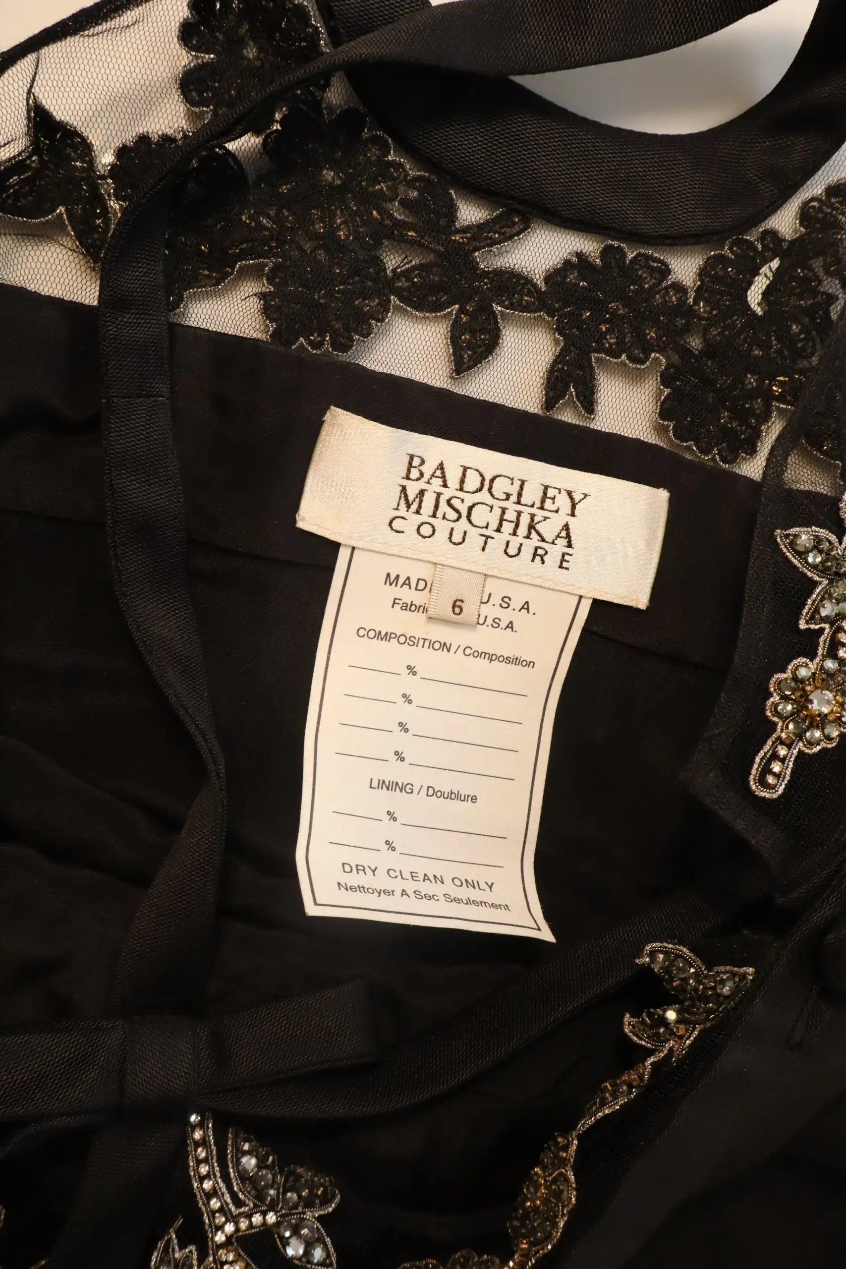 Badgley Mischka - Elegant Black Silk Cocktail Dress - Size 6 - Image 4