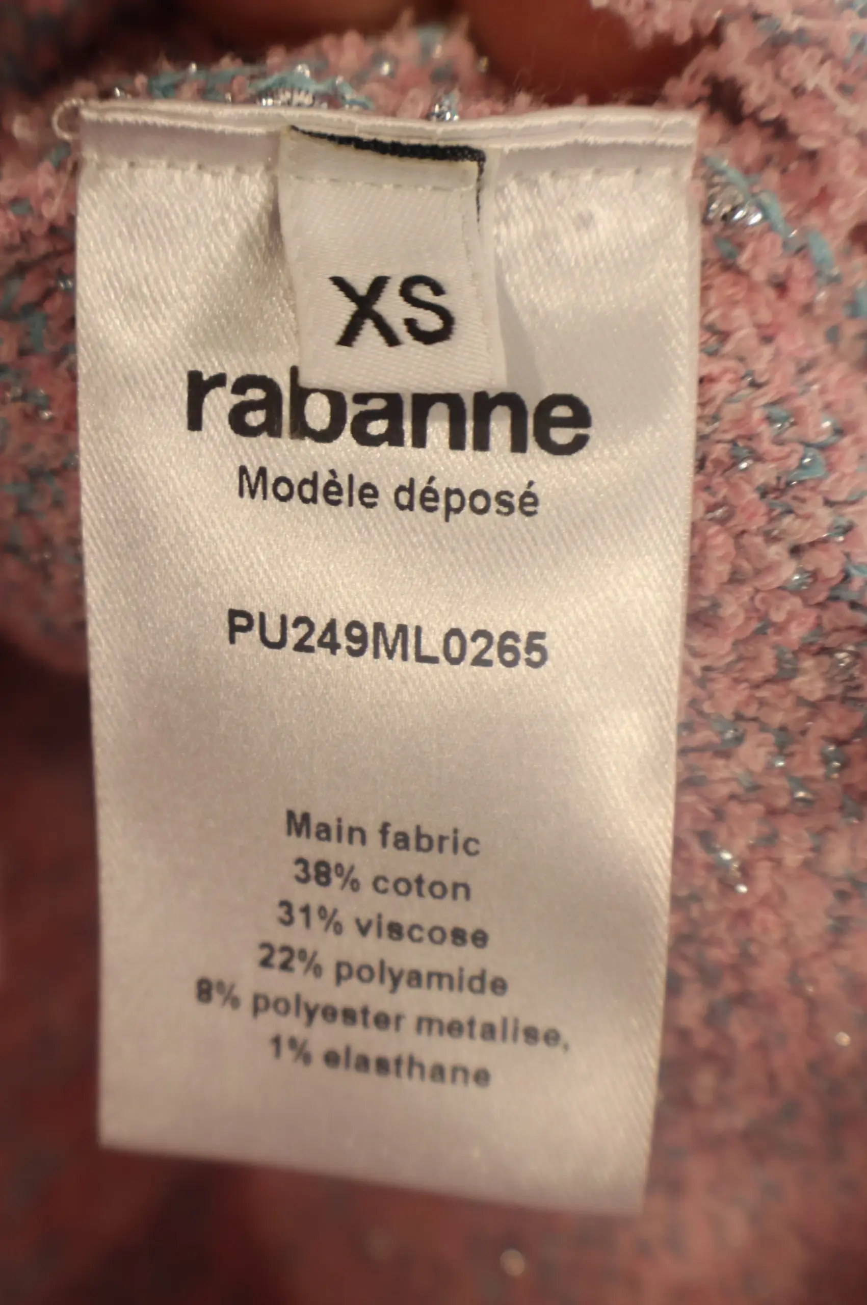 Rabanne Bouclé - Elegant Pink and Blue Textured Jacket Size XS - Image 3