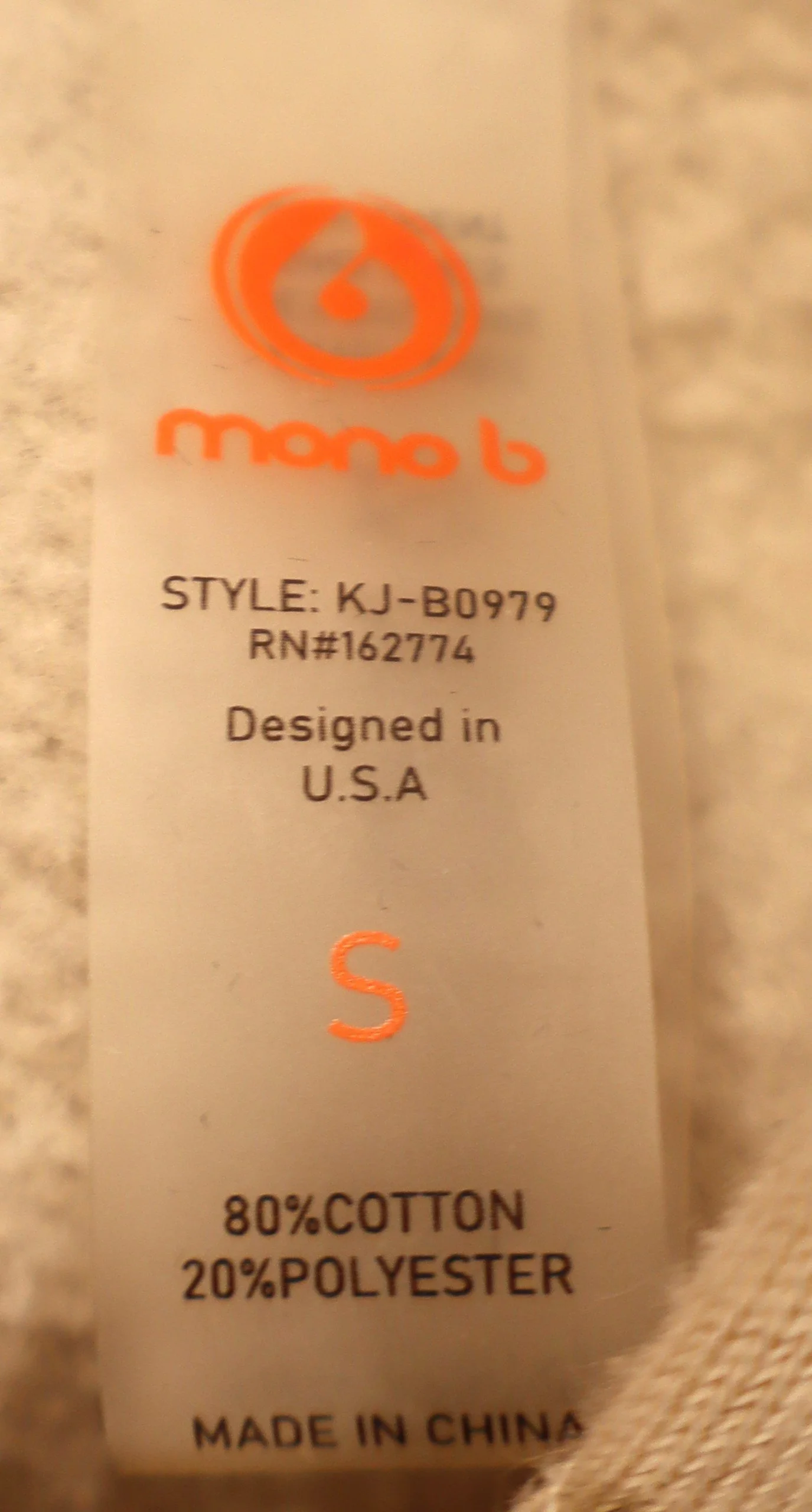 Mono B - Premium Sleeveless Zip Hoodie Size S - Image 3