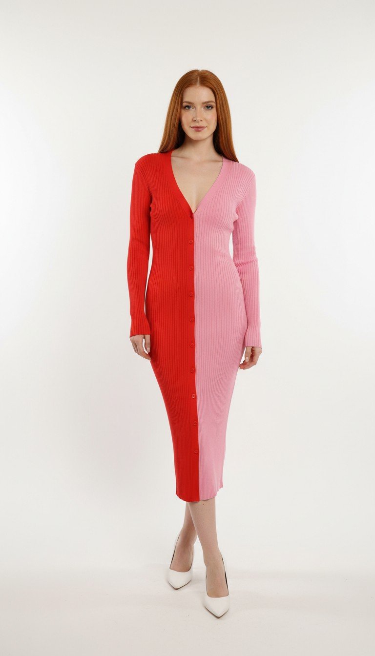 Staud - Color Block Midi Knit Dress Size S