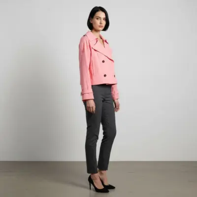 Olivia Preckel - Women's Chic Pink Double-Breasted Jacket