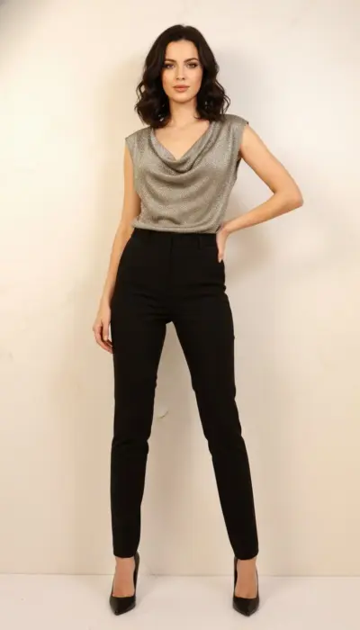 Saint Laurent - Silver Shimmer Drape Top Size S