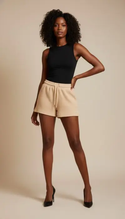 White Fox - Cozy Waffle-Knit Lounge Shorts Size S