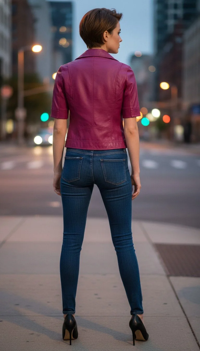 Juliana Sanmartin - Women's Magenta Leather Jacket Size 36 - Image 2