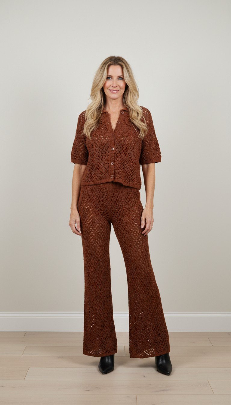 Chic Brown Knit Two-Piece Set by Wild Fabel