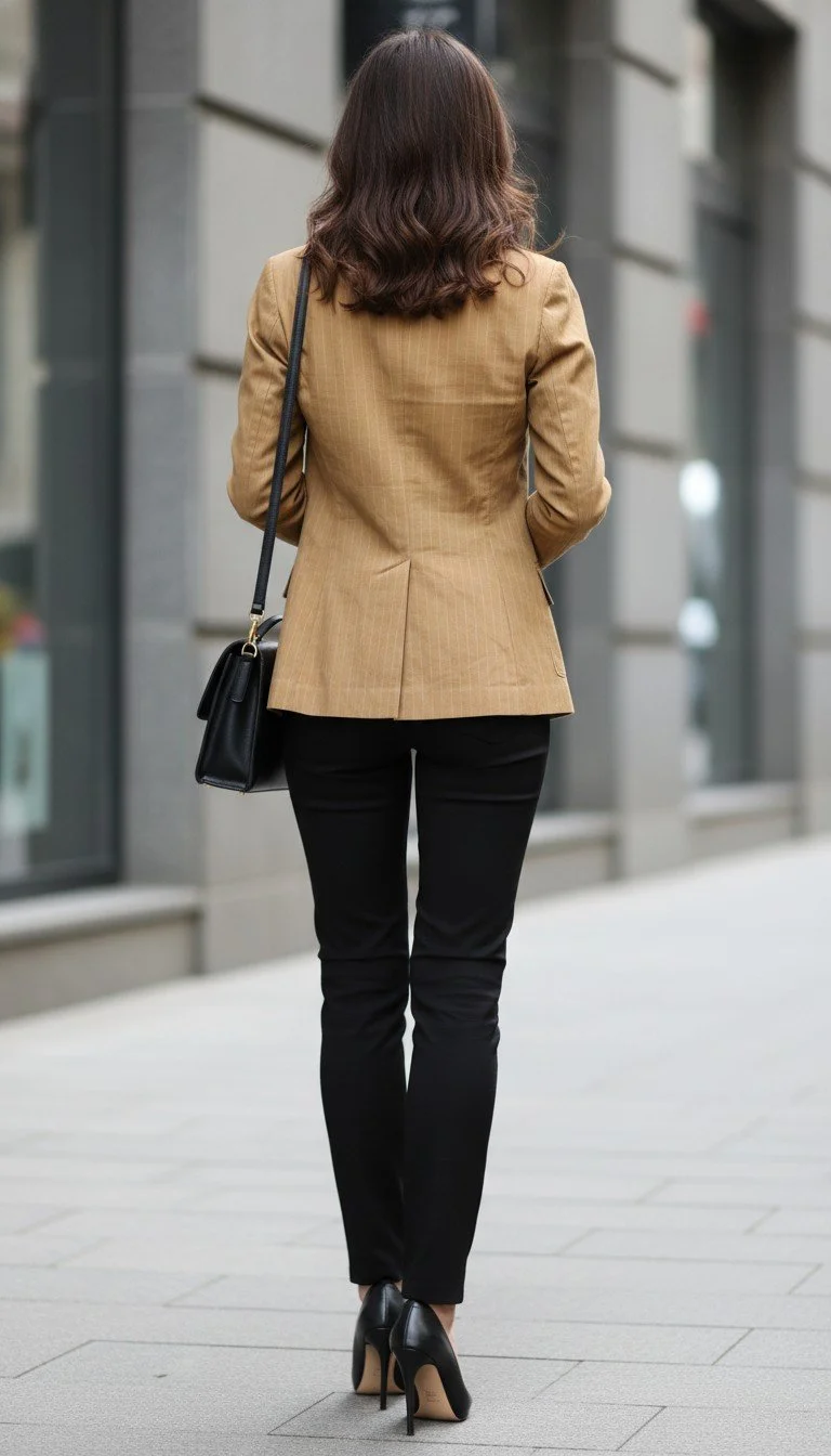 Piazza Sempione - Timeless Brown Pinstripe Blazer Size 6 - Image 2