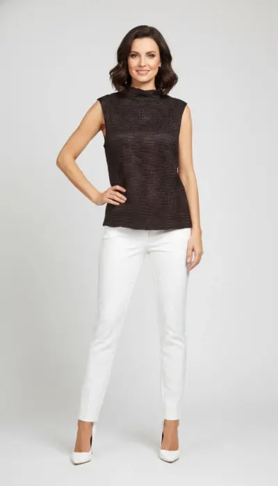 Rafael - Elegant Textured Sleeveless Top Size S