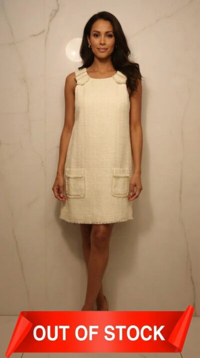 Zara - Elegant Ivory Tweed Dress Size S