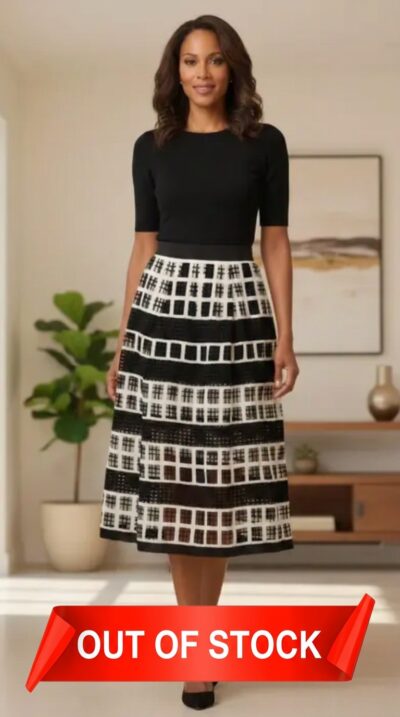 Zara - Chic Black & White Grid Pattern Skirt Size S