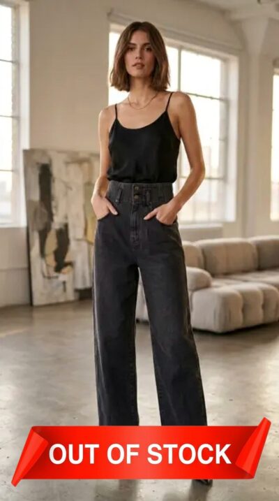 Celine - High-Waisted Wide-Leg Black Jeans Size 26