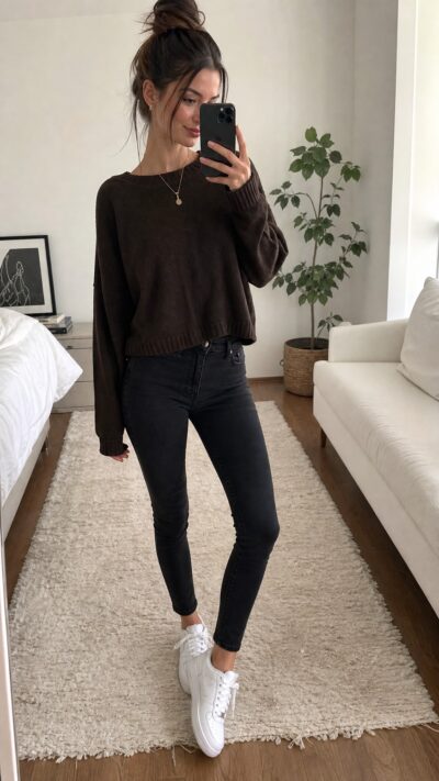 Olivia Preckel Dark Brown Knit Sweater  - Size S