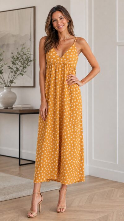 Adriana Degreas “Polka Dots Maxi Dress” in Cashew Yellow - Size PP/XS