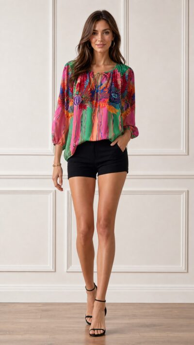 La Fuori Multicolor Bohemian Blouse - Size M