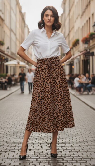 Modas Luz Vena Leopard Skirt — Size M