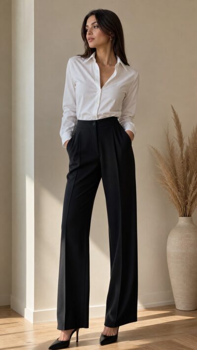 Tris Black Wide‑Leg Pants — Size 3P