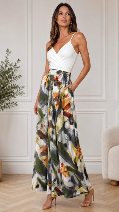 Olivia Preckel Abstract Watercolor Maxi Skirt - Size S/M