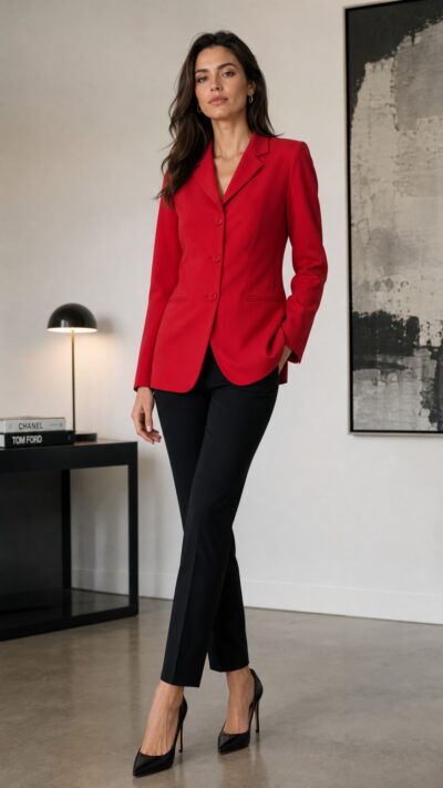 Armani Collezioni Red Tailored Blazer - Size 4