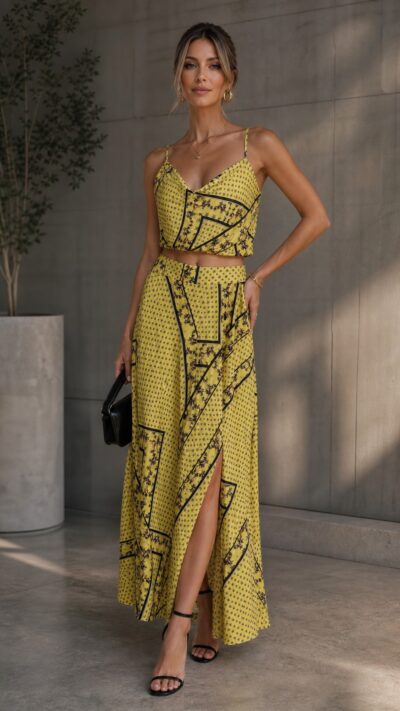 Ganni Yellow Printed Two‑Piece Set - Size S