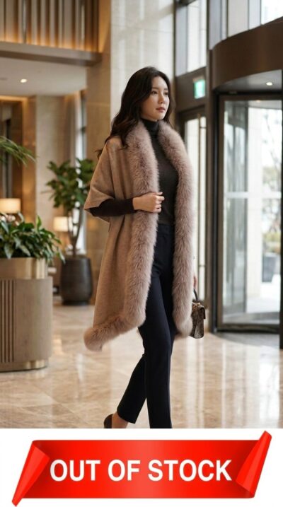 Max Mara Cashmere Wrap with Fox Fur Trim – Made in Italy